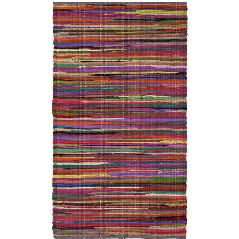 Rag Rug RAR240 Hand Woven Indoor Area Rug - Red/Multi - 4'x6' - Safavieh.