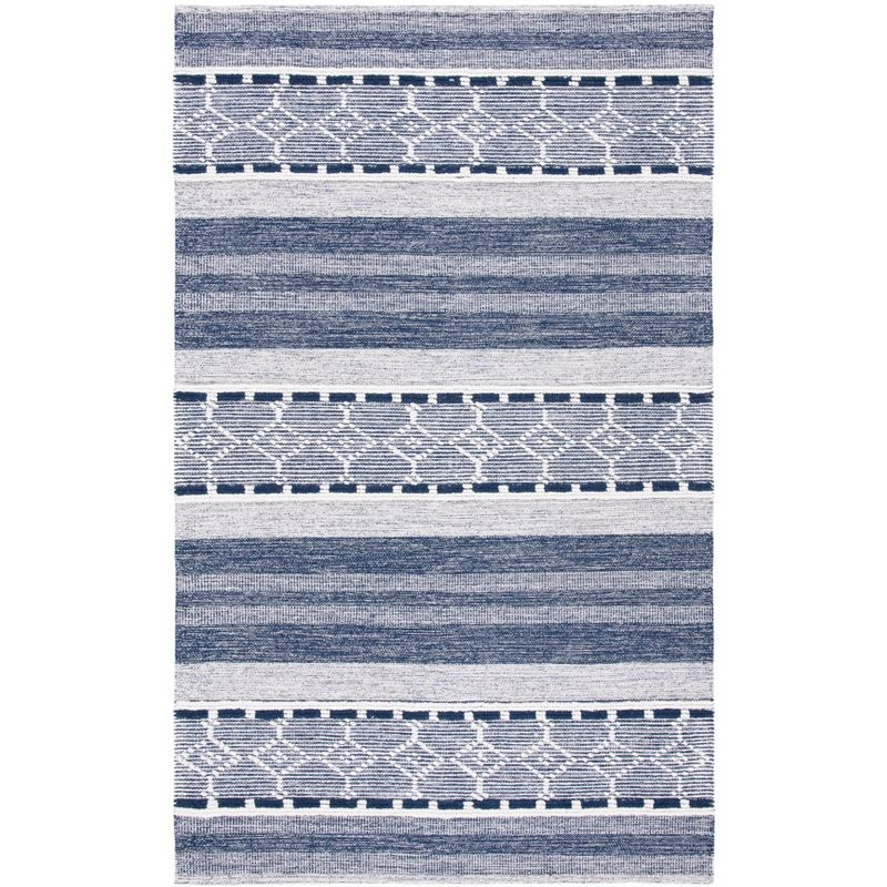 Striped Kilim STK522 Hand Woven Area Rug - Navy/Ivory - 8'x10' - Safavieh.