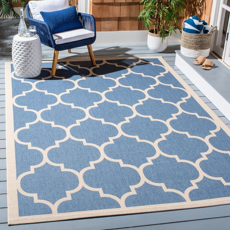 Courtyard CY6914 Power Loomed Indoor/Outdoor Area Rug - Blue/Beige - 6'7"x9'6" - Safavieh.