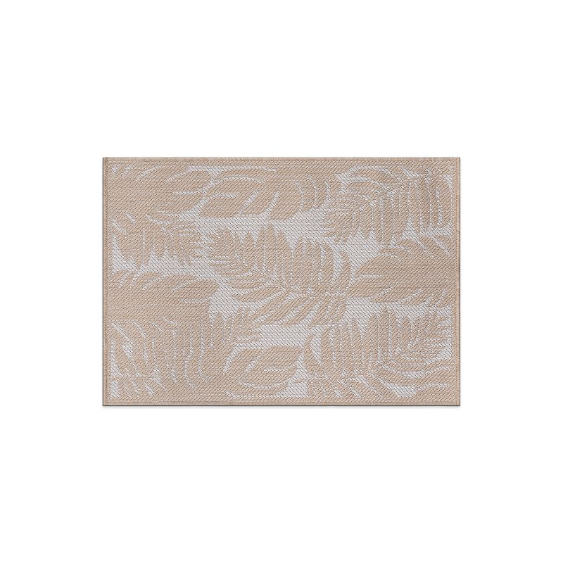 World Rug Gallery Floral Leaves Textured Flat Weave Indoor/Outdoor Area Rug - NATURAL 2'x3'