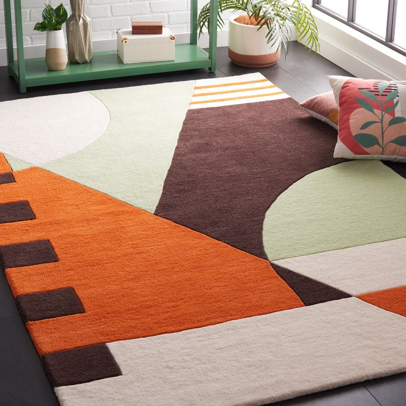 Rodeo Drive RD863 Hand Tufted Indoor Accent Rug - 4'x6' - Green/Brown - Safavieh