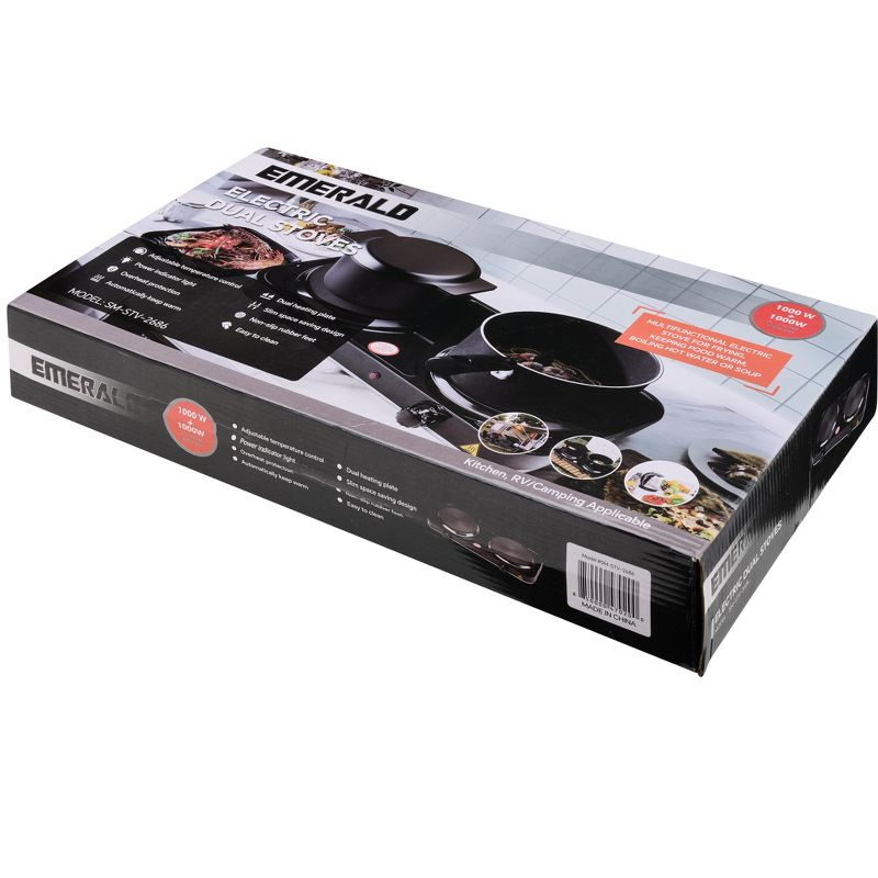 Emerald Electric Double Burner in Black with Coil Less Top (2686)