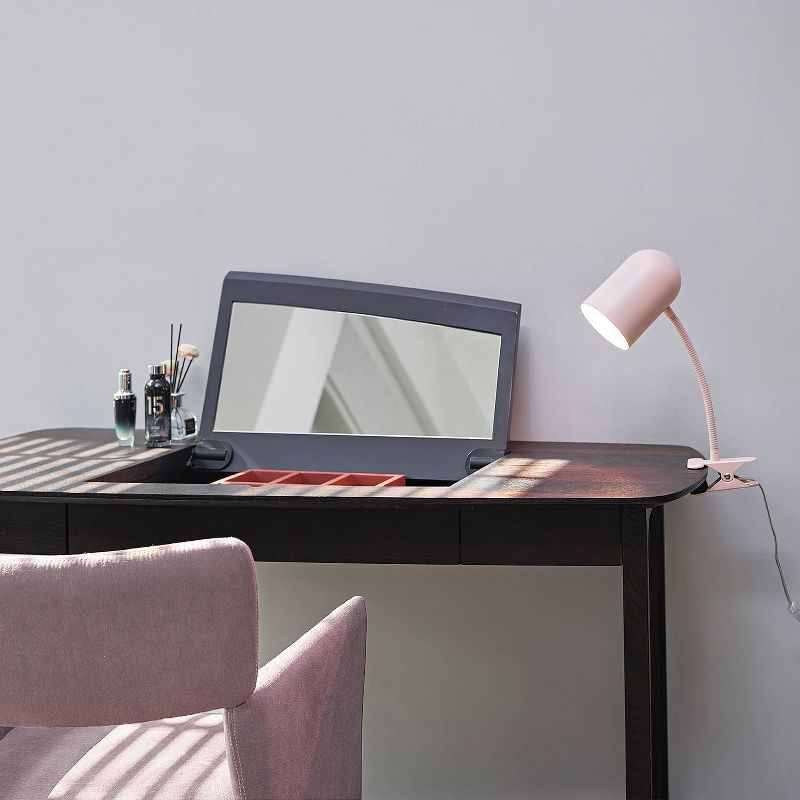 15" Carter Clip-Arm Desk Lamp with Adjustable Gooseneck Matte Pink - Globe Electric: ETL Listed, Metal Shade