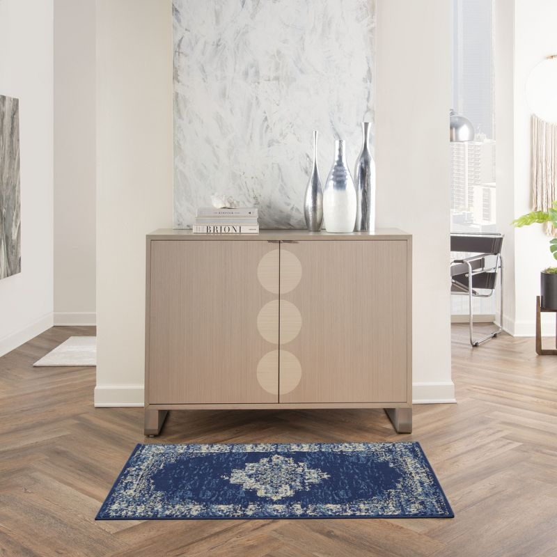 Nourison Grafix GRF14 Indoor only Area Rug - Navy Blue 2' x 4'