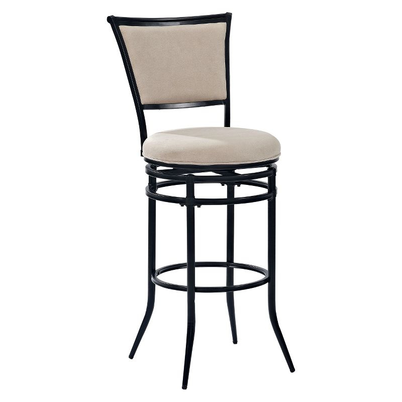 Rachel Swivel Barstool Black with Cushion White - Crosley: Metal Frame, Padded Back, 30" Fixed Height
