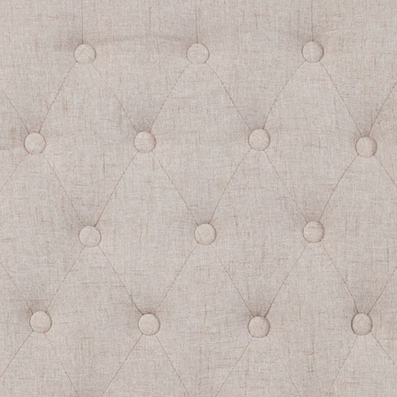 Flash Furniture Set of 6 HERCULES Series Beige Fabric Parsons Chairs with Rolled Back, Accent Nail Trim and Walnut Finish