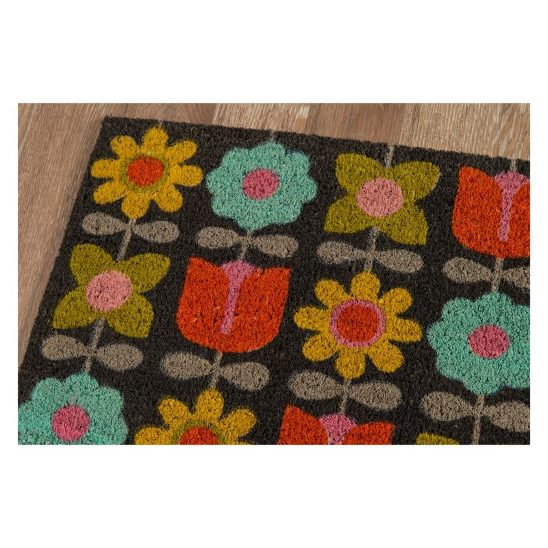 1'6"x2'6" Flower Child Woven Door Mat - Novogratz By Momeni: Bohemian Floral Coir for Indoor/Outdoor Use