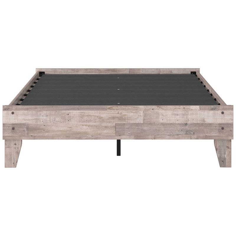 Full Neillsville Platform Bed Whitewash - Signature Design by Ashley: Wood Frame, No Box Spring Needed