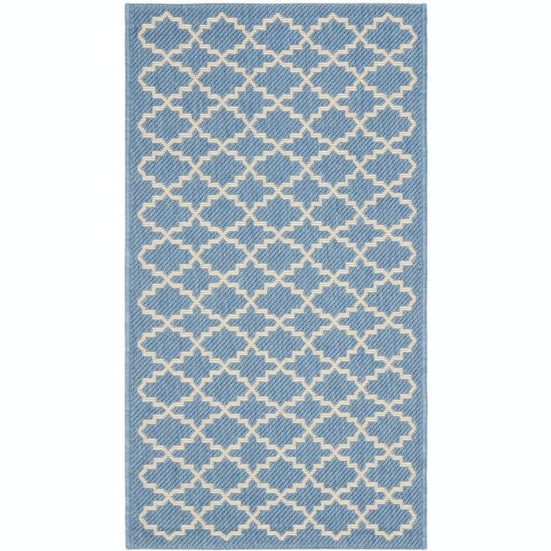 Courtyard CY6919 Power Loomed Indoor and Outdoor Accent Rug - Blue/Beige - 2'x3'7" - Safavieh
