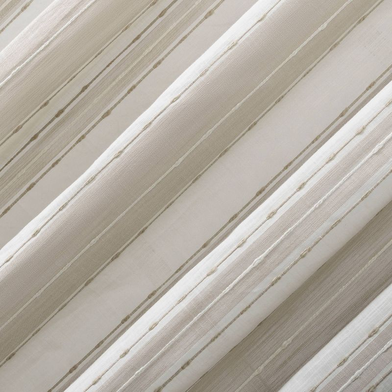 84"x52" Slub Texture Stripe Cotton Light Filtering Curtain Linen/White: Modern Rod Pocket Panel - Archaeo