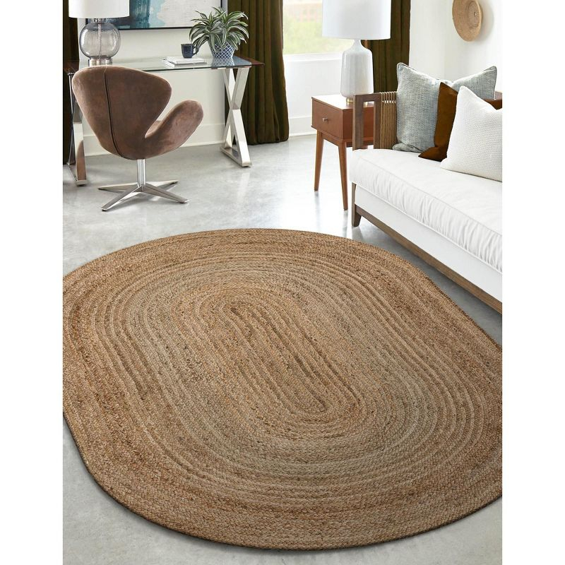 Unique Loom 4' 1 x 6' 1 Dhaka Braided Jute Oval Area Rug