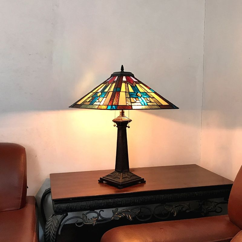 Chloe Lighting Taite Tiffany-style 2 Light Mission Table Lamp 16" Shade