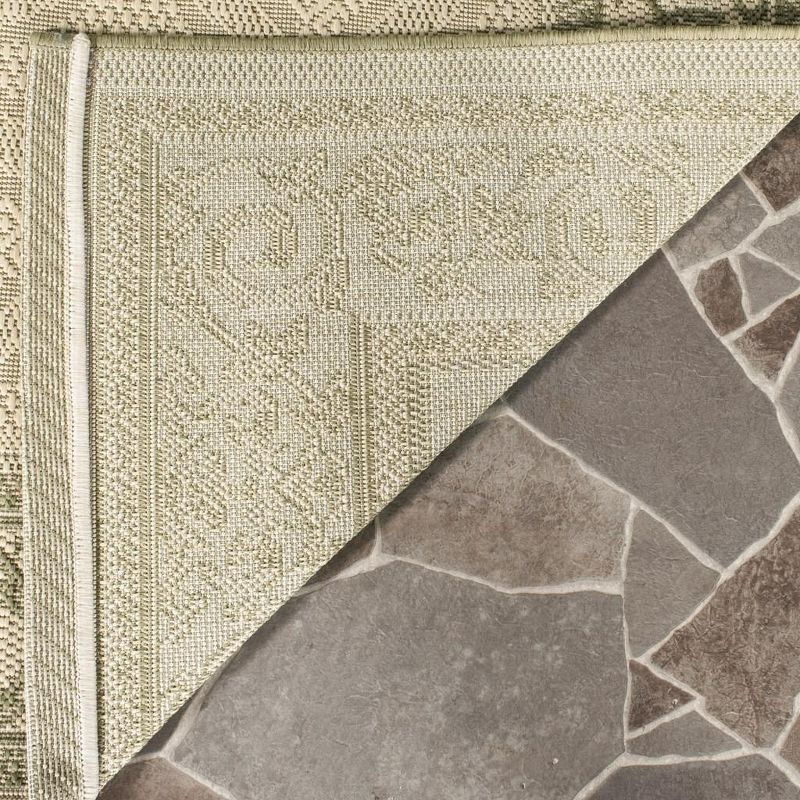 Courtyard CY1502 Power Loomed Indoor and Outdoor Area Rug - Natural/Olive - 5'3"x7'7" - Safavieh