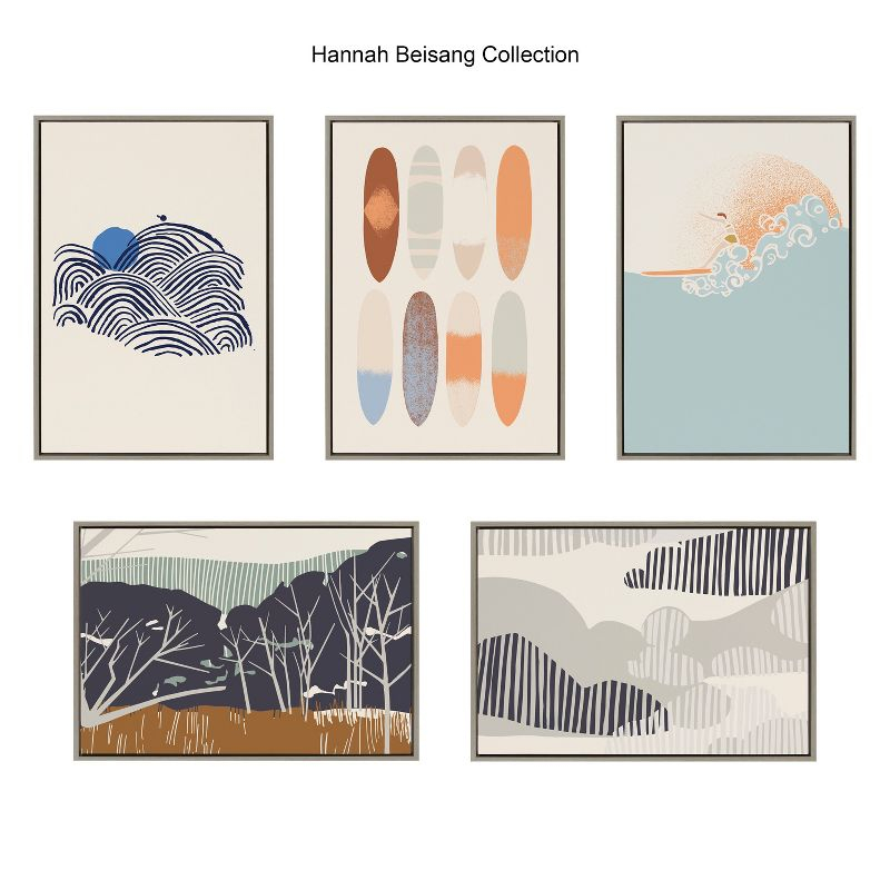 Kate and Laurel Sylvie Lion Profile Neutral Linen and Tiger Profile Neutral Linen Framed Canvas Art Set by Hannah Beisang