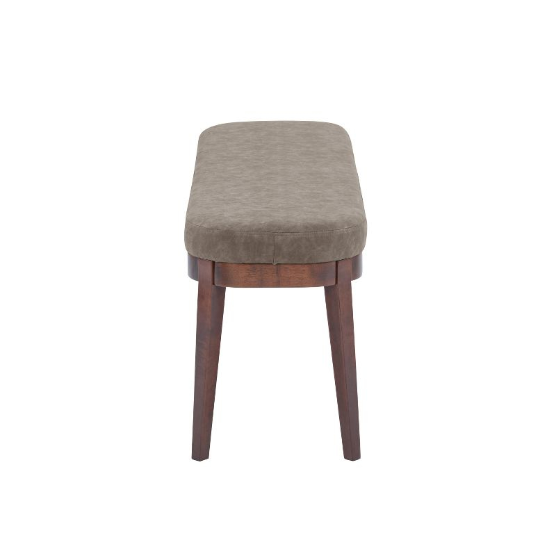 Christopher Knight Home Forma Mid-Century Modern Faux Leather and Rubberwood Upholstered Bench, Brown