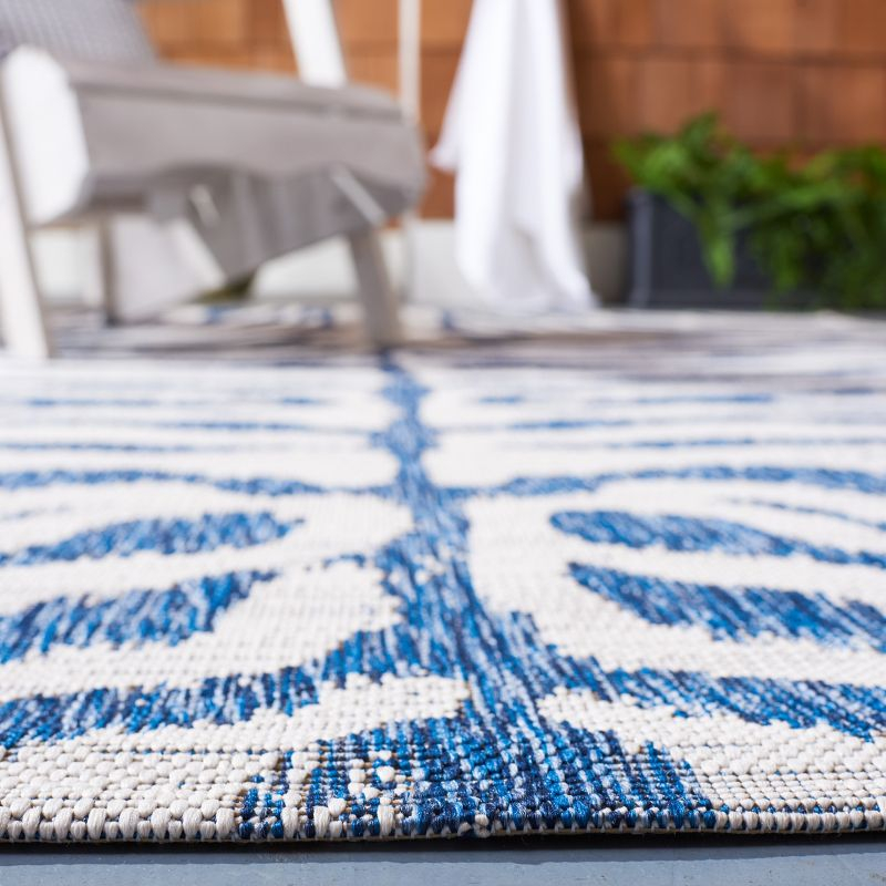 Courtyard CY8444 Power Loomed Indoor and Outdoor Area Rug - Ivory/Navy - 6'7"x6'7" - Safavieh