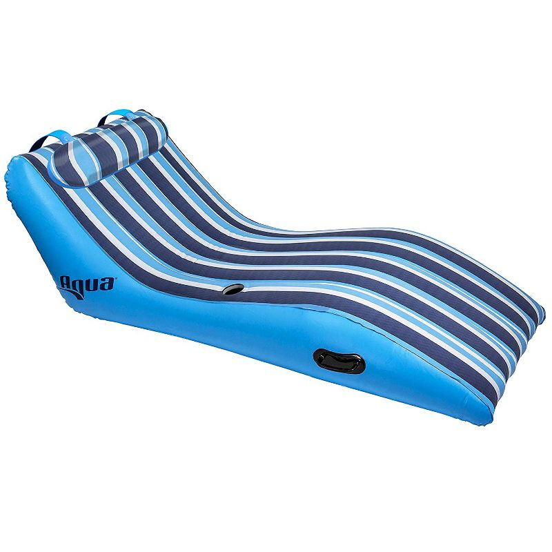 Aqua Leisure Inflatable Ultra Cushioned 1 Person Oversized Outdoor Pool and Lake Lounger Float with Adjustable Pillow Headrest