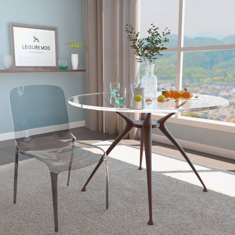 LeisureMod Murray Waterfall Edge Design Acrylic Dining Chair in Black