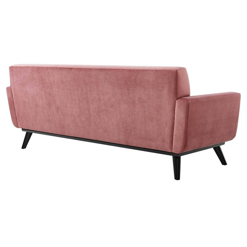 Engage Performance Velvet Sofa Dusty Rose - Modway: Plush Seating, Channel Tufting, Rubberwood Legs