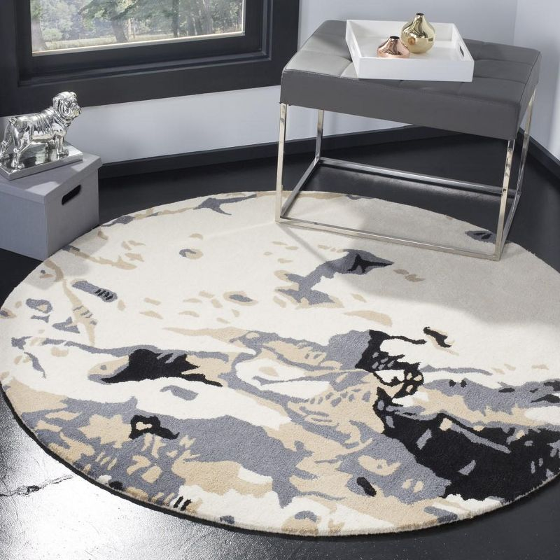 Bella BEL117 Hand Tufted Area Rug - Ivory/Grey - 5' Round - Safavieh.