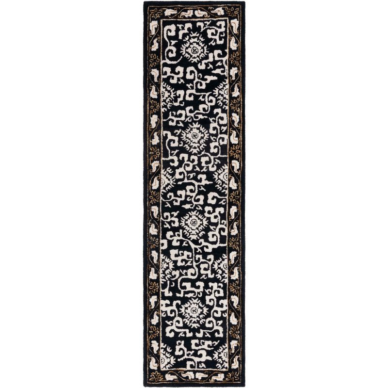 Antiquity AT860 Hand Tufted Indoor Runner Rug - Black/Ivory - 2'3"x9' - Safavieh