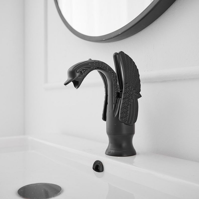 BWE Swan Single Hole Single-Handle Bathroom Faucet And Pop Up Drain & Overflow Cover