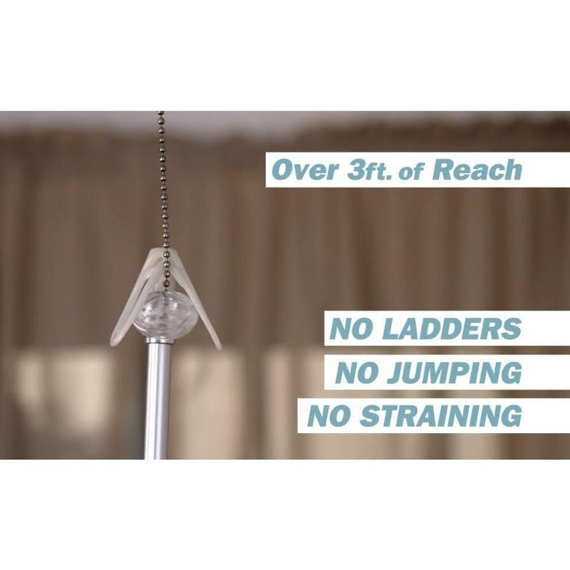 Jokari 3 Foot Telescoping Rod with Grabber to Easily Reach High Ceiling Fan Chains and Change Airflow Direction Effortlessly. No Ladder Needed.
