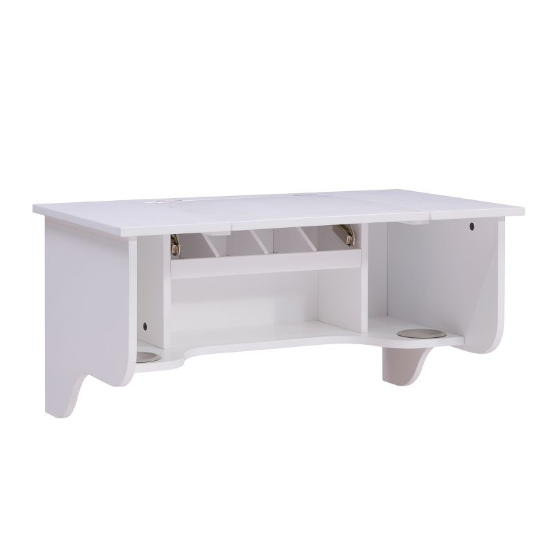 Wall Mount Ledge With Vanity Mirror - Transitional Style - White - SEI