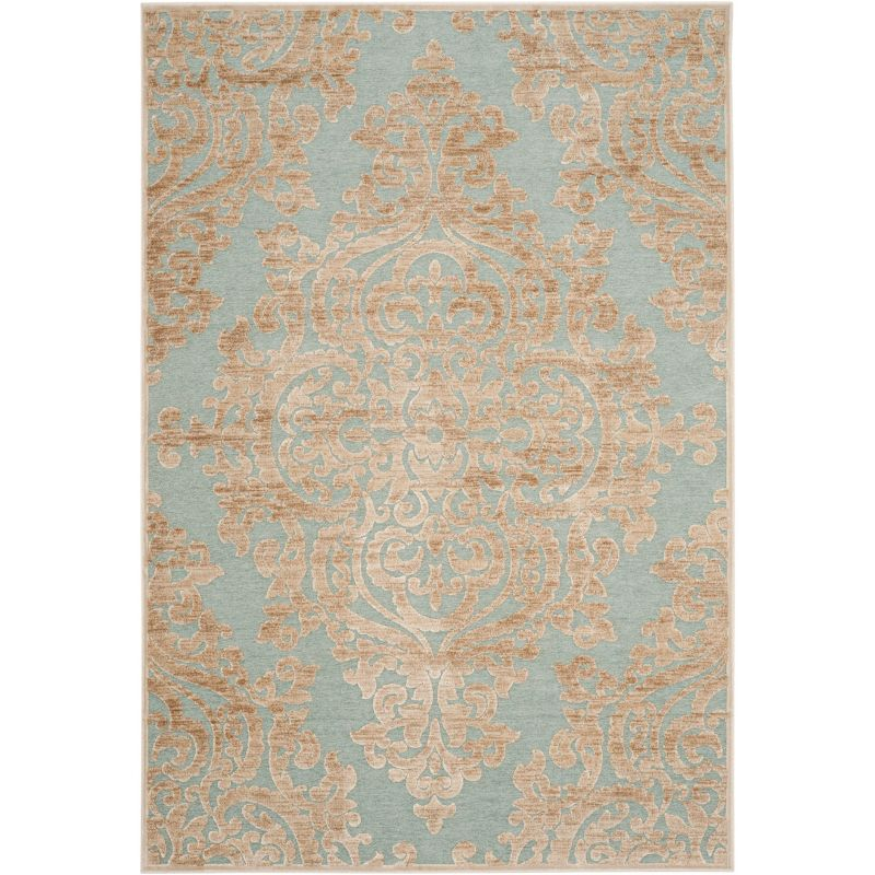 Paradise PAR390 Power Loomed Area Rug - Stone/Aqua - 5'3"x7'6" - Safavieh.