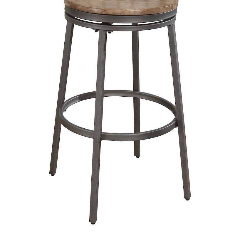 Stockton 25" Backless Metal Swivel Stool - Slate Grey - Golden Oak Seat