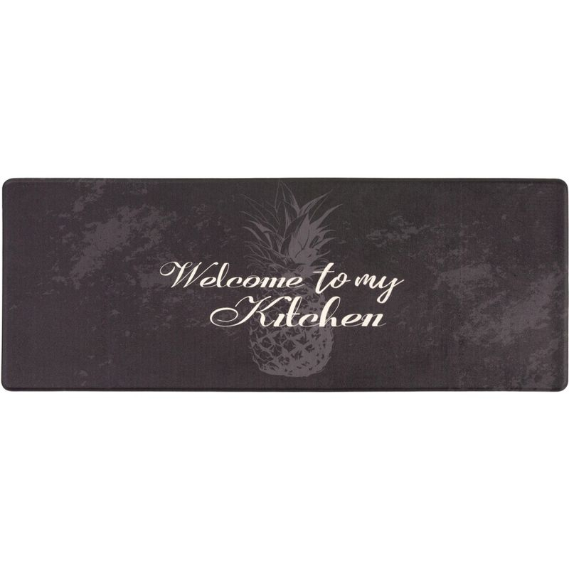 World Rug Gallery Welcome Kitchen Anti Fatigue Standing Mat - Black 18"x47"