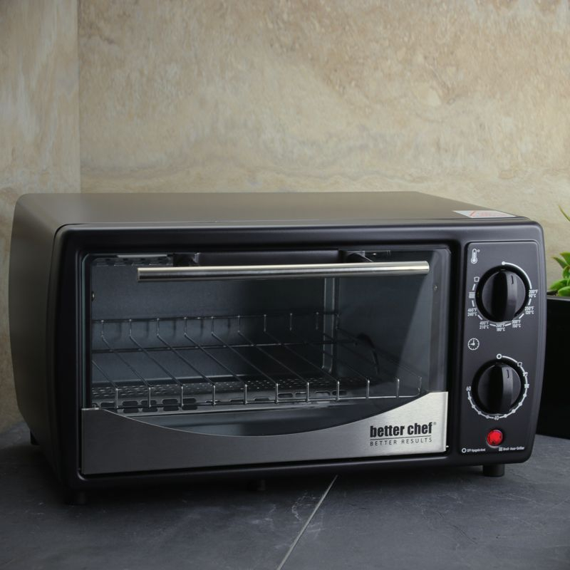 Better Chef 9 Liter Toaster Oven Broiler in Black With Stainless Stell Front