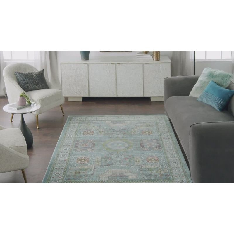 Nourison Global Vintage GLB17 Indoor only Area Rug - Ivory Light Blue 4' x 6'