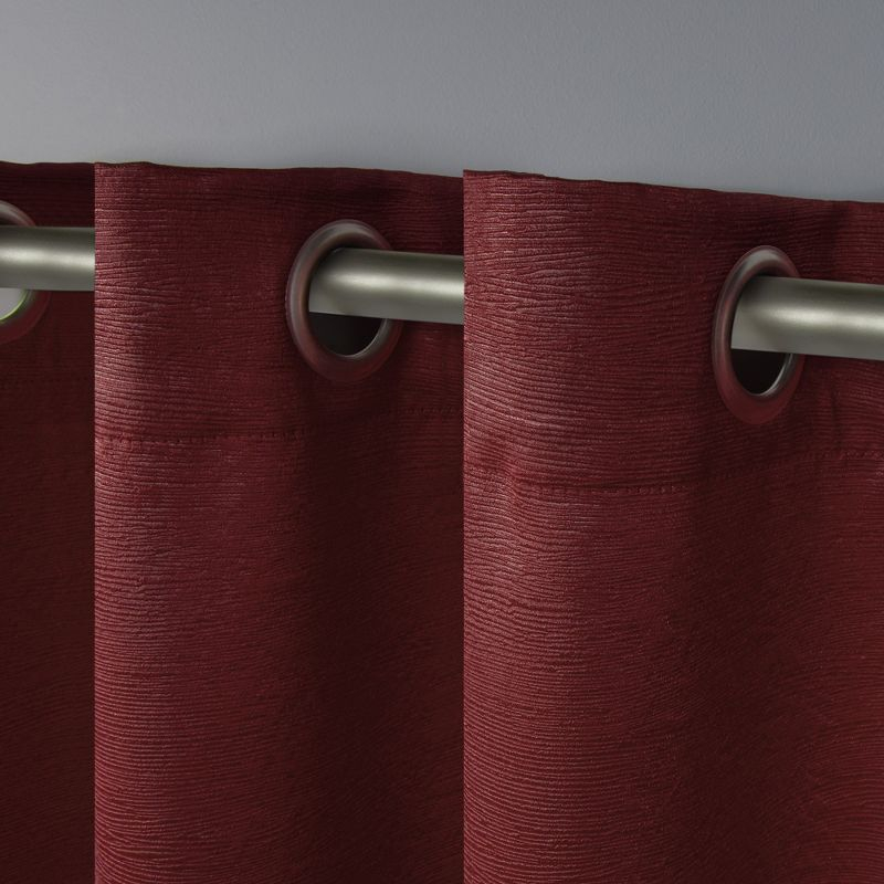 Set of 2 96"x52" Oxford Textured Sateen Thermal Room Darkening Grommet Top Window Curtain Panel Chili Red - Exclusive Home