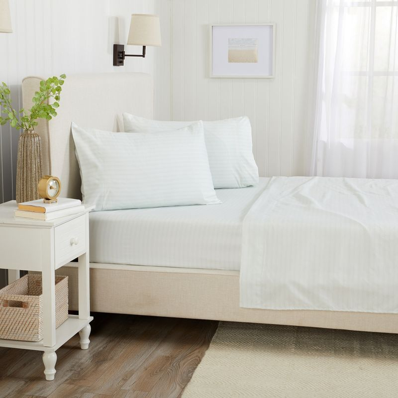 Striped Ultra-Soft Microfiber Sheet Set - Great Bay Home (Full, Light Grey)