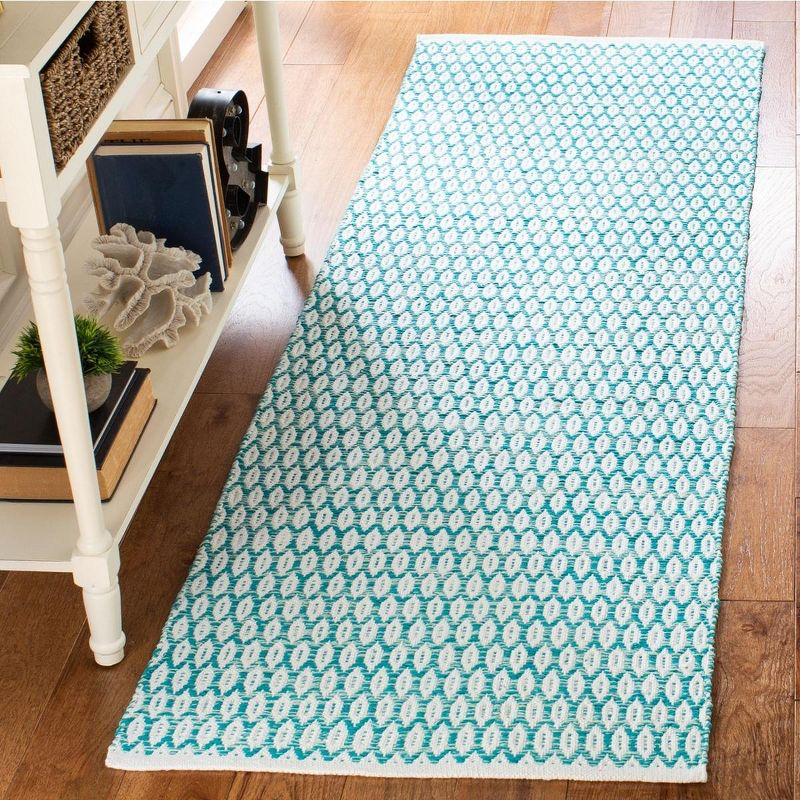 Montauk MTK608 Hand Woven Indoor Runner Rug - Aqua/Ivory - 2'3"x7' - Safavieh