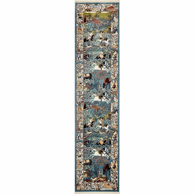 Unique Loom Narenj Birmingham Area Rug ,Blue ,3'x13'