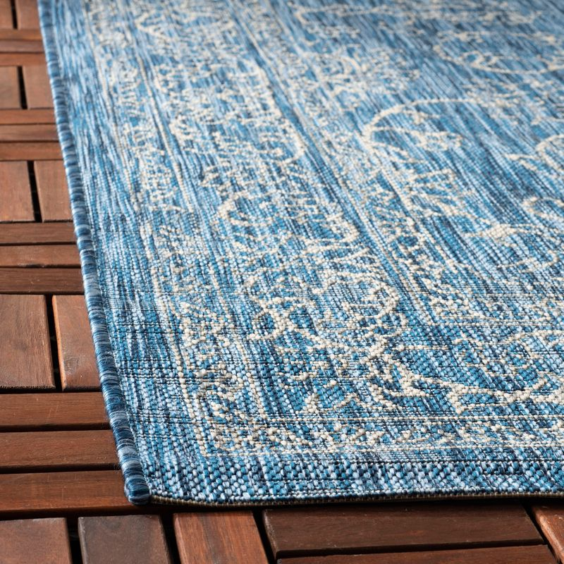 Courtyard CY8680 Power Loomed Indoor and Outdoor Area Rug - Navy/Ivory - 6'7"x6'7" - Safavieh