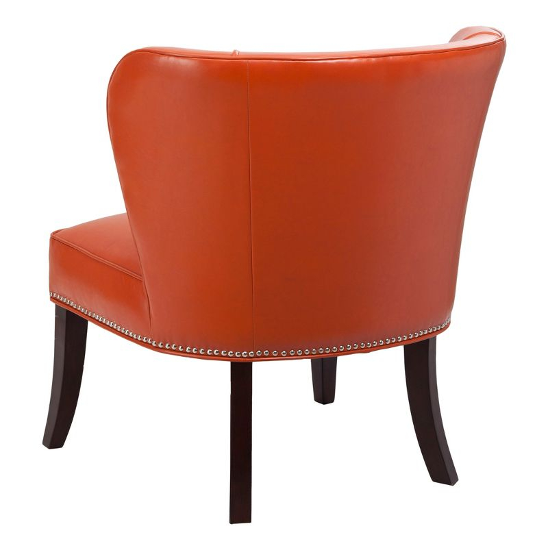 Hilton Concave Back Armless Chair - Tangerine: Faux Leather, Silver Nailhead Trim, High-Density Foam