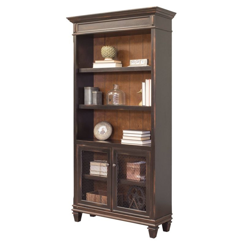 78" Hartford Bookcase with Lower Doors Brown - Martin Furniture: Metal Hardware, Wood Frame, No Assembly Required