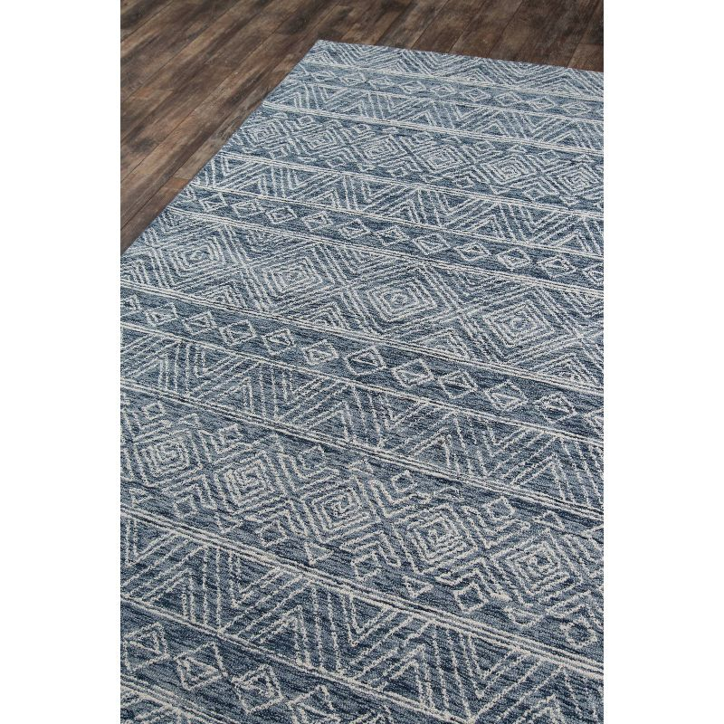 2'x8' Runner Mallorca Evalyn Rug Denim - Momeni: Wool, Geometric, Modern, Handmade, Low Pile, Indoor Area Rug