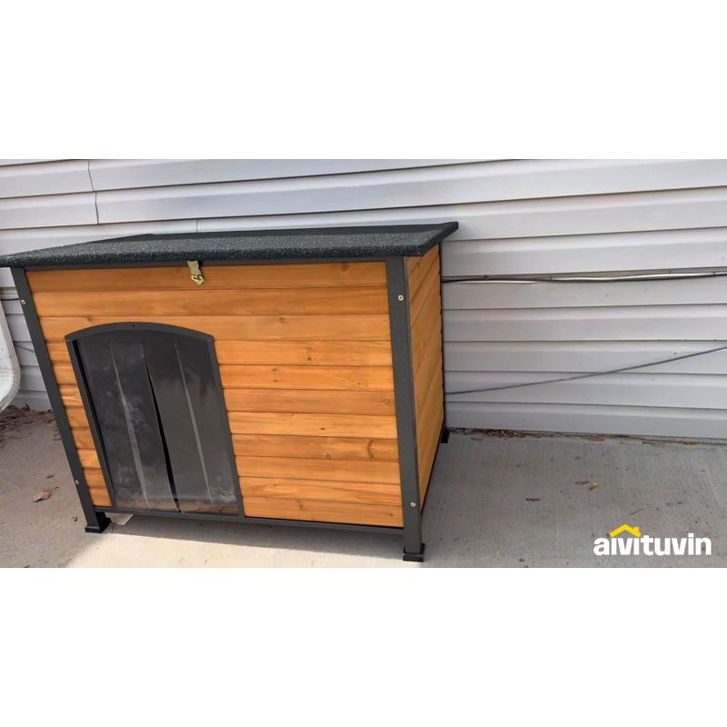 Aivituvin-AIR86-IN Large Insulated Dog House Off-White 43.3"(L) x 29.4" (W) x 33.4"(H)