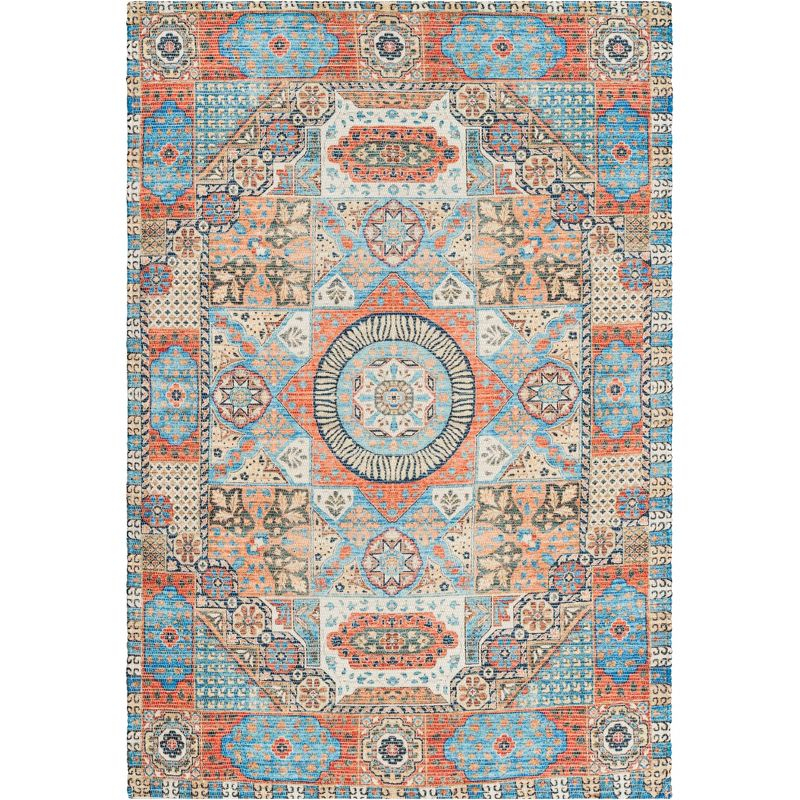 Saffron SFN541 Hand Loomed Area Rug - Orange/Blue - 4'x6' - Safavieh.
