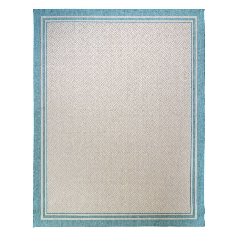 Gertmenian Paseo Soroa Blue/Beige Border Indoor/Outdoor Flatweave Area Rug