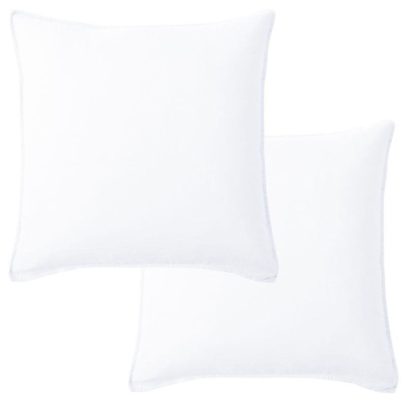 Washed Linen Square Decorative Pillow Cover Set - White 2pk - Levtex Home