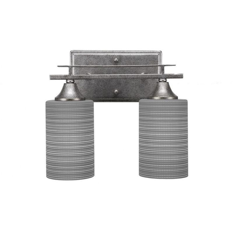 Toltec Lighting Uptowne 2 - Light Vanity in  Aged Silver with 4" Gray Matrix Shade