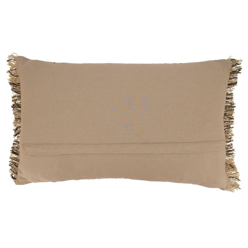 14"x23" Cotton Kantha Stitch Lumbar Pillow Cover with Fringe: Machine Washable - Saro Lifestyle