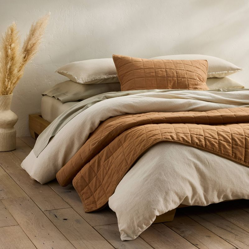 King Heavyweight Linen Blend Quilt Warm Brown - Casaluna™: Rayon & Cotton, OEKO-TEX Certified, Woven