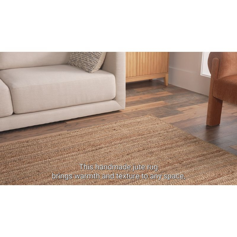 Nuloom 10 Square Rigo Jute Hand Woven Indoor Area Rug, Off White, Solid Farmhouse Design, Natural Fiber Bedroom, Living Room, Kitchen,