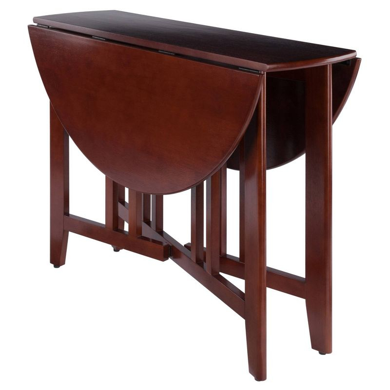 42" Alamo Round Double Drop Leaf Dining Table Wood/Walnut - Winsome: Hardwood Frame, Seats 4, Criss Cross Base